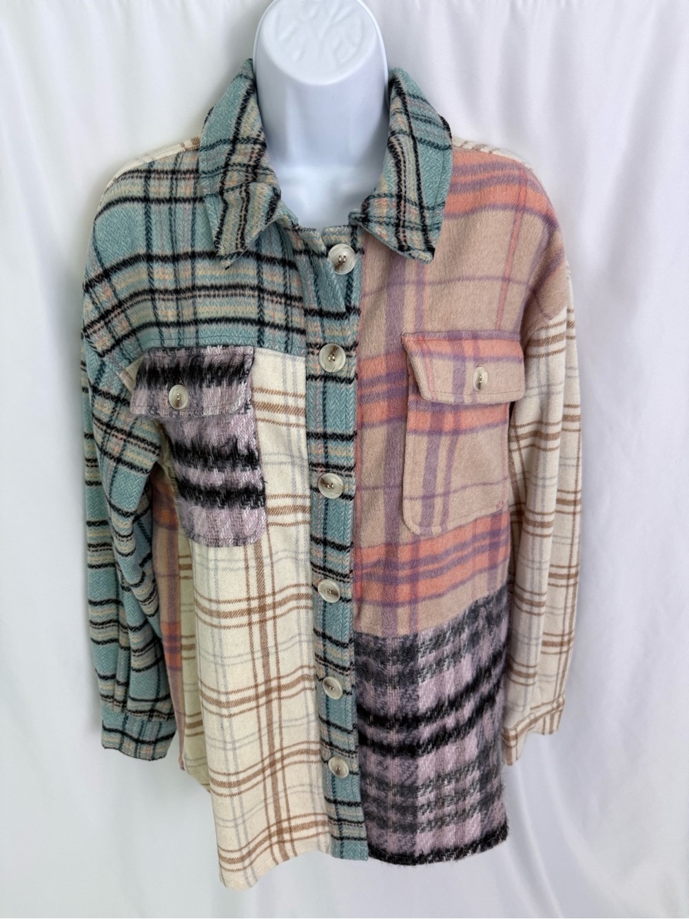 Mystree Fleece Flannel Shacket Size Small